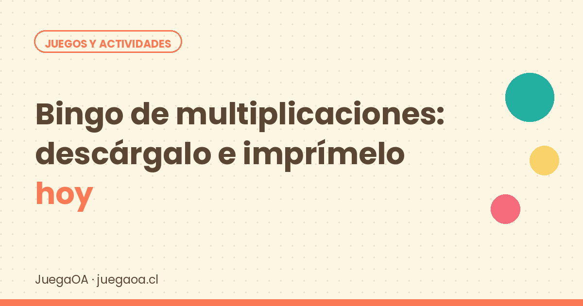 Bingo de multiplicaciones: descárgalo e imprímelo hoy