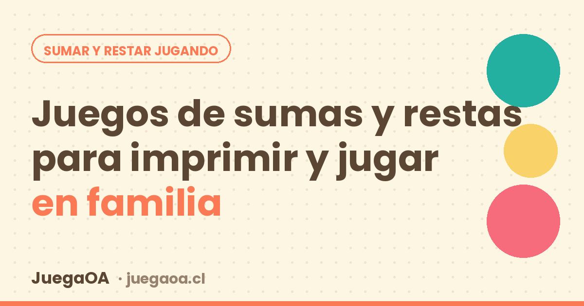 Juegos de sumas y restas para imprimir y jugar en familia
