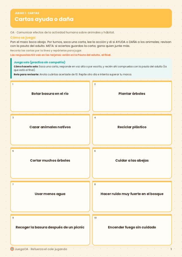 Cartas ayuda o daña