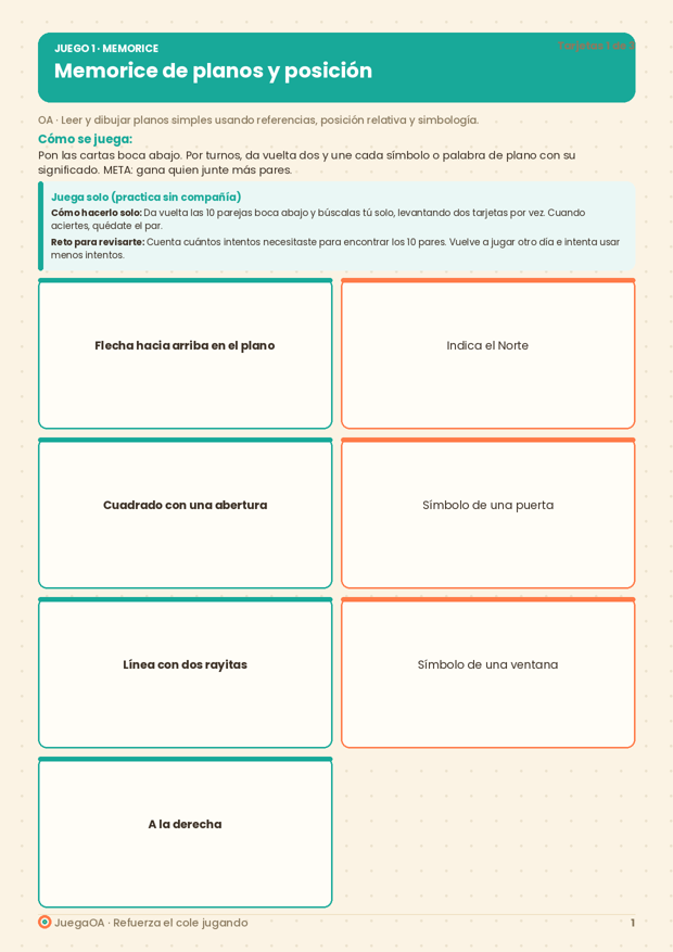 Memorice de planos y posición
