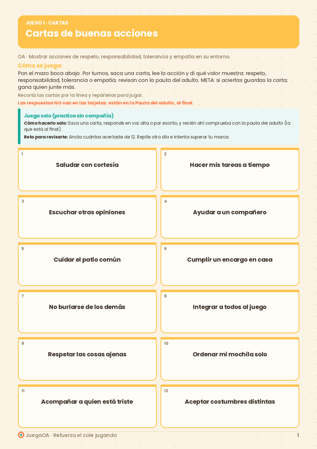 Cartas de buenas acciones