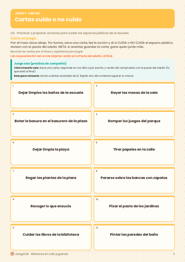 Cartas cuido o no cuido
