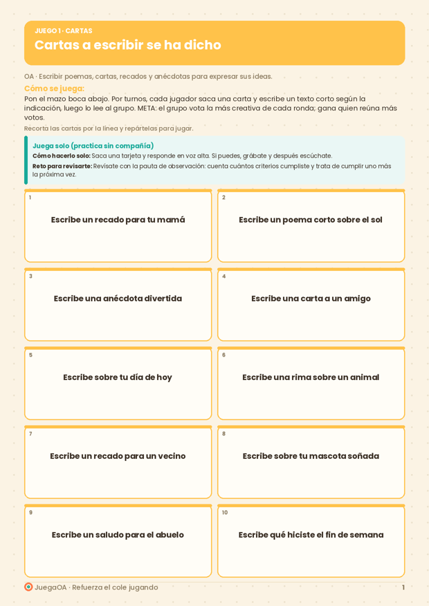 Cartas a escribir se ha dicho
