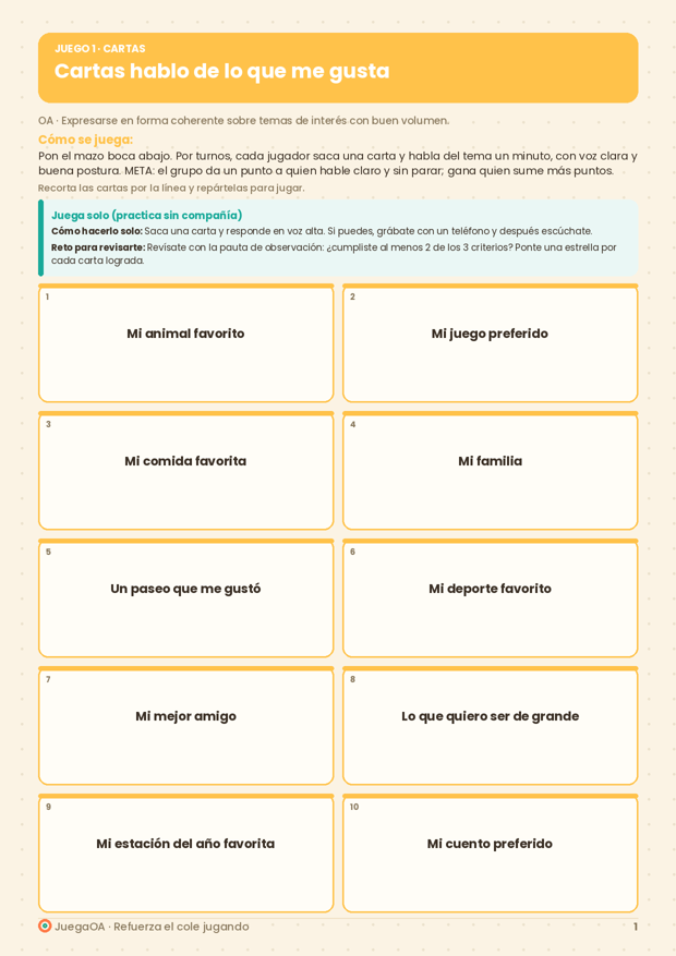 Cartas hablo de lo que me gusta