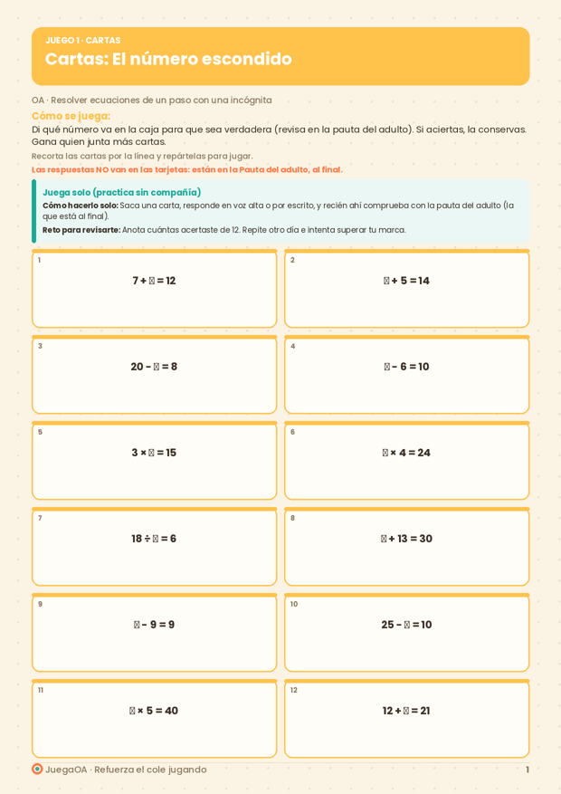 Cartas: El número escondido