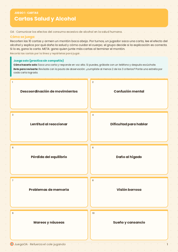 Cartas Salud y Alcohol