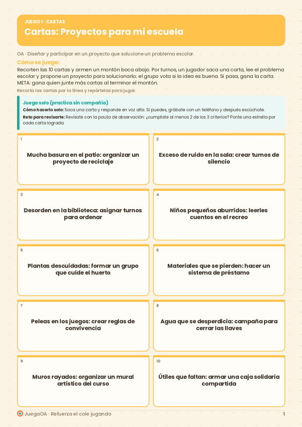 Cartas: Proyectos para mi escuela