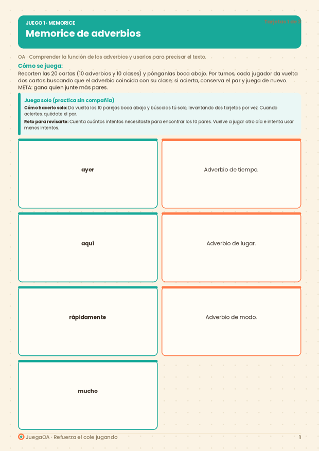 Memorice de adverbios