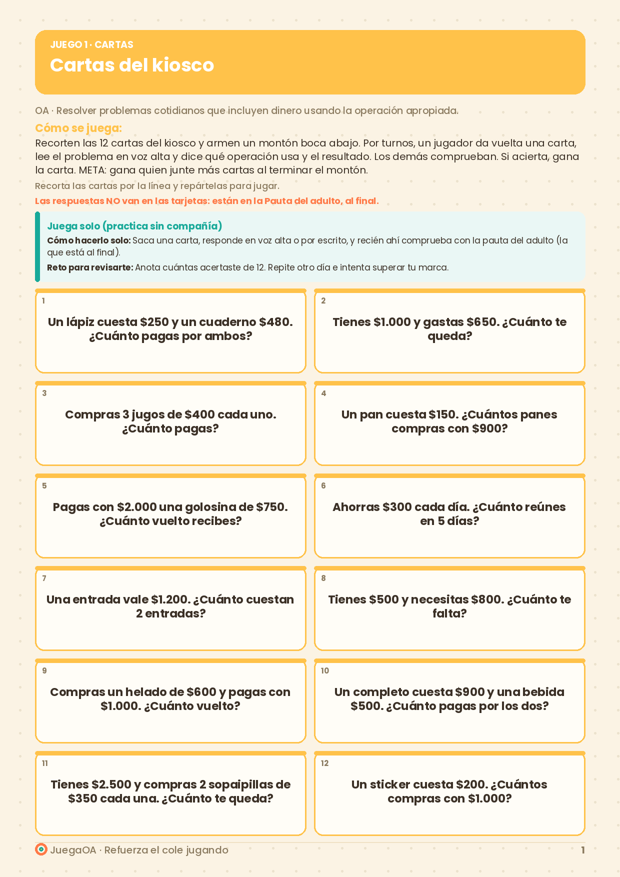 Cartas del kiosco