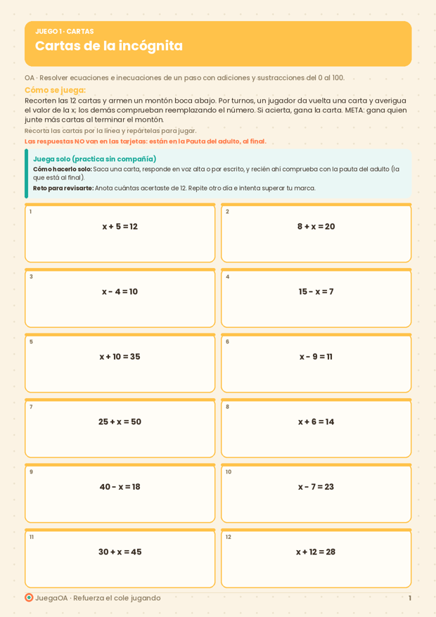 Cartas de la incógnita