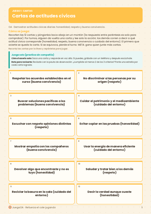 Cartas de actitudes cívicas