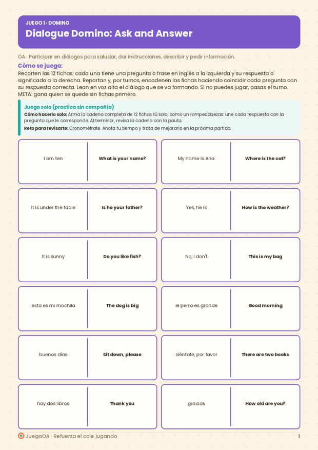 Dialogue Domino: Ask and Answer