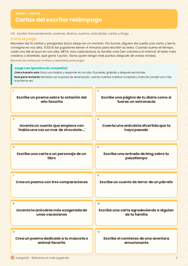 Cartas del escritor relámpago