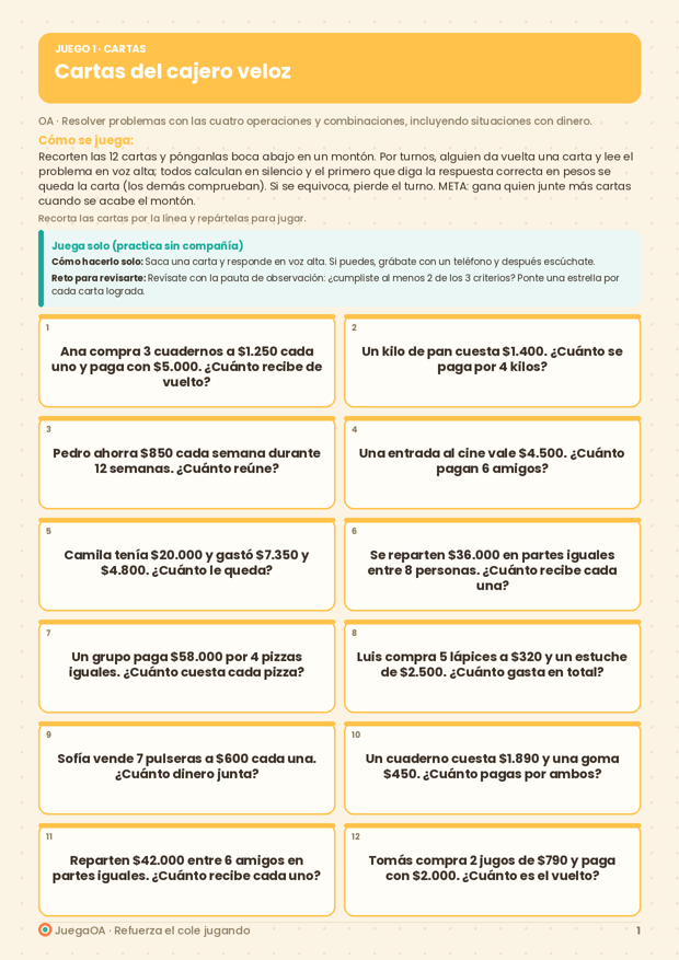 Cartas del cajero veloz