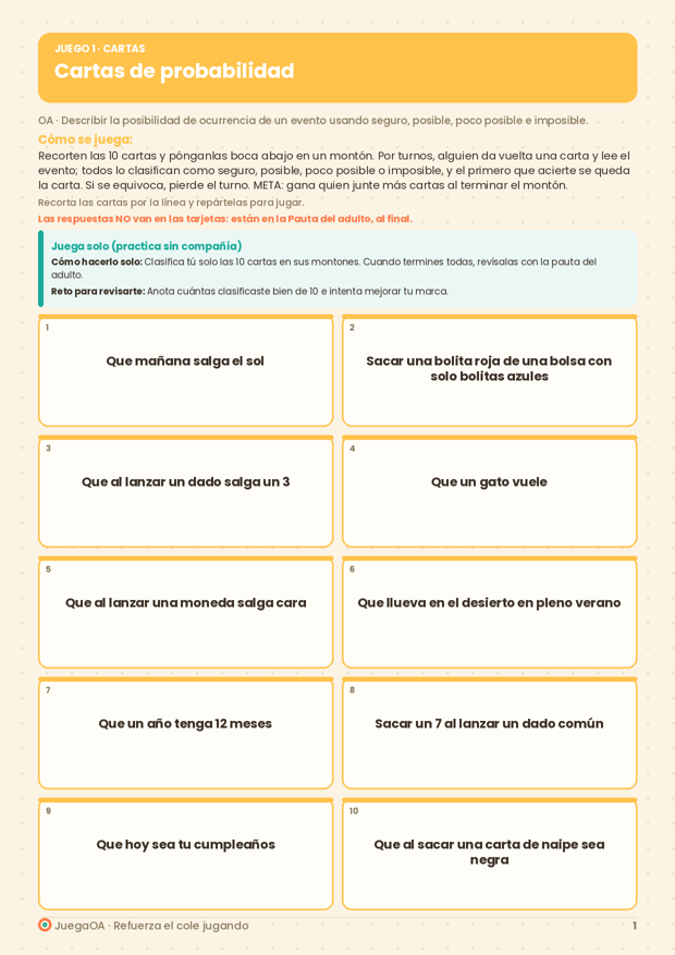 Cartas de probabilidad