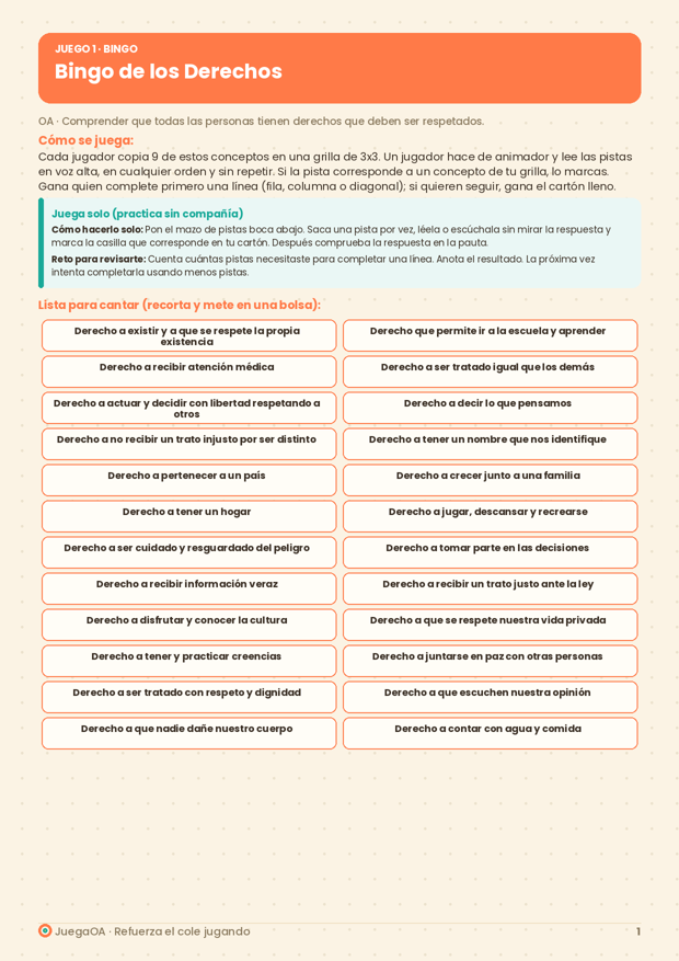 Bingo de los Derechos