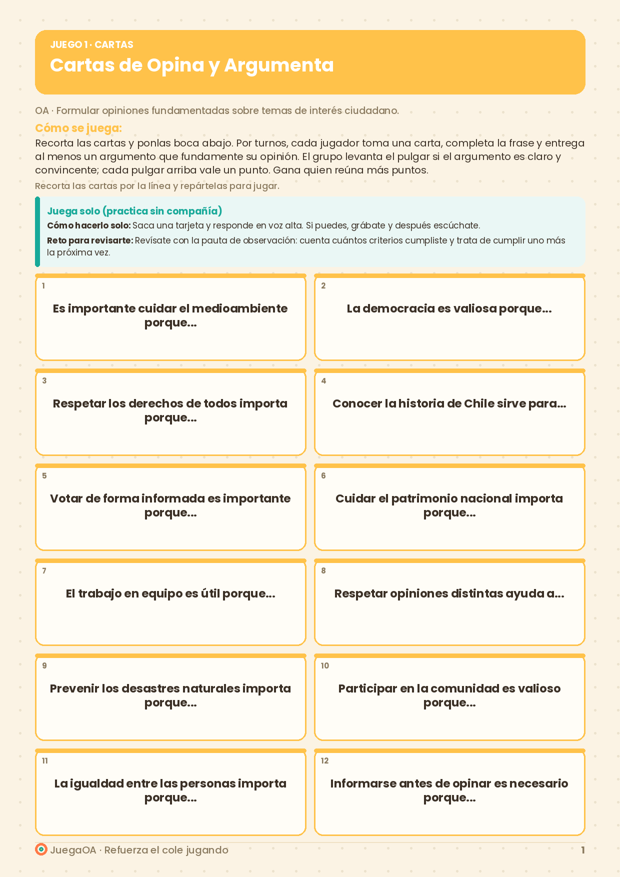 Cartas de Opina y Argumenta