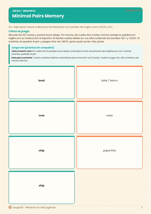 Minimal Pairs Memory