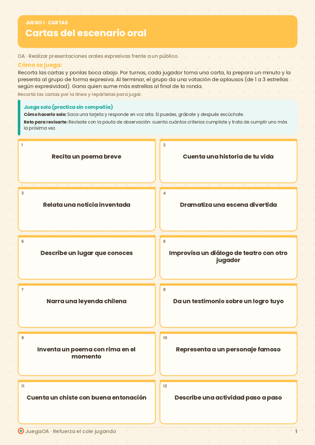 Cartas del escenario oral