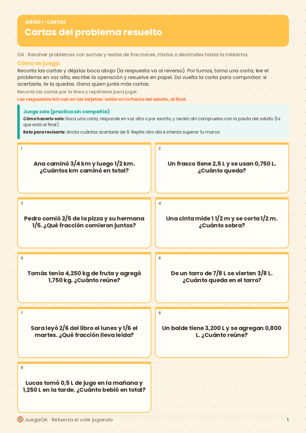 Cartas del problema resuelto