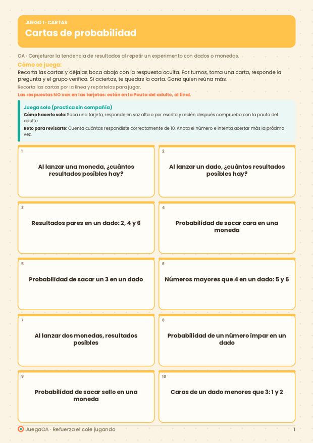 Cartas de probabilidad