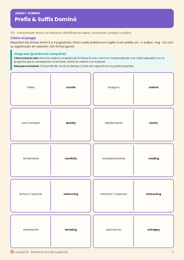 Prefix & Suffix Dominó