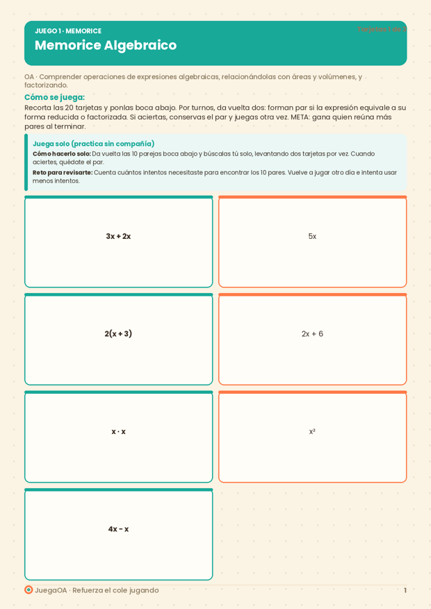 Memorice Algebraico