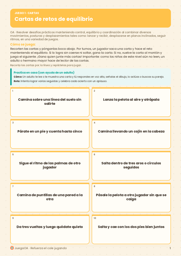Cartas de retos de equilibrio