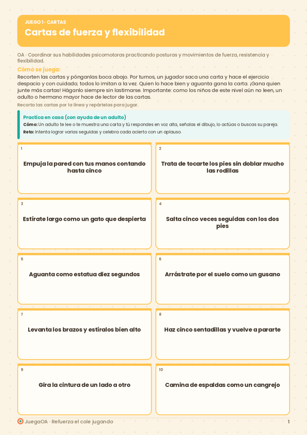 Cartas de fuerza y flexibilidad