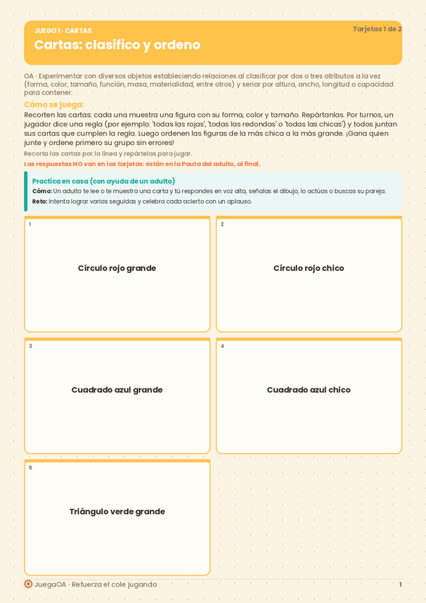 Cartas: clasifico y ordeno
